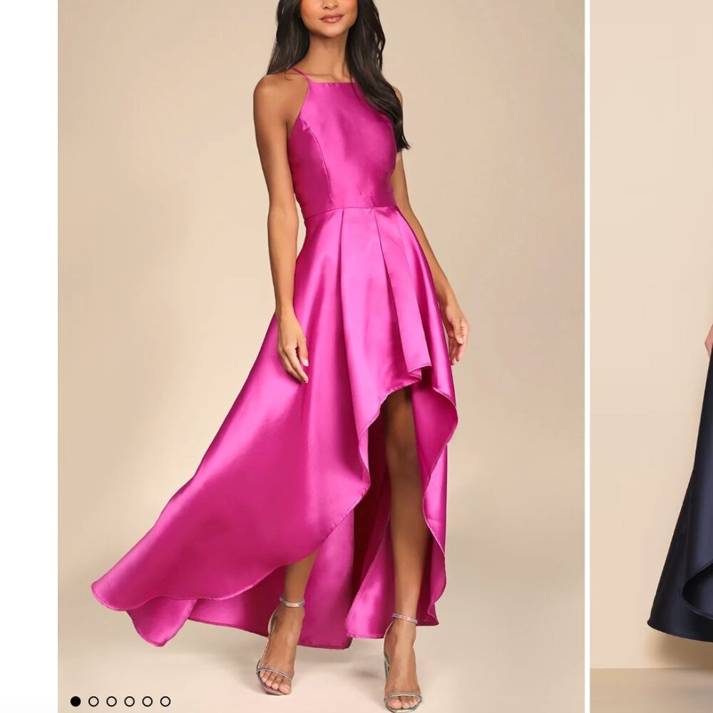LULUS | LIKE NEW | Broadway Show Magenta High-Low Maxi Dress | Pre-Hemmed | SZ L